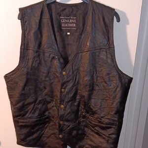 Men's Genuine Leather Vest in Black